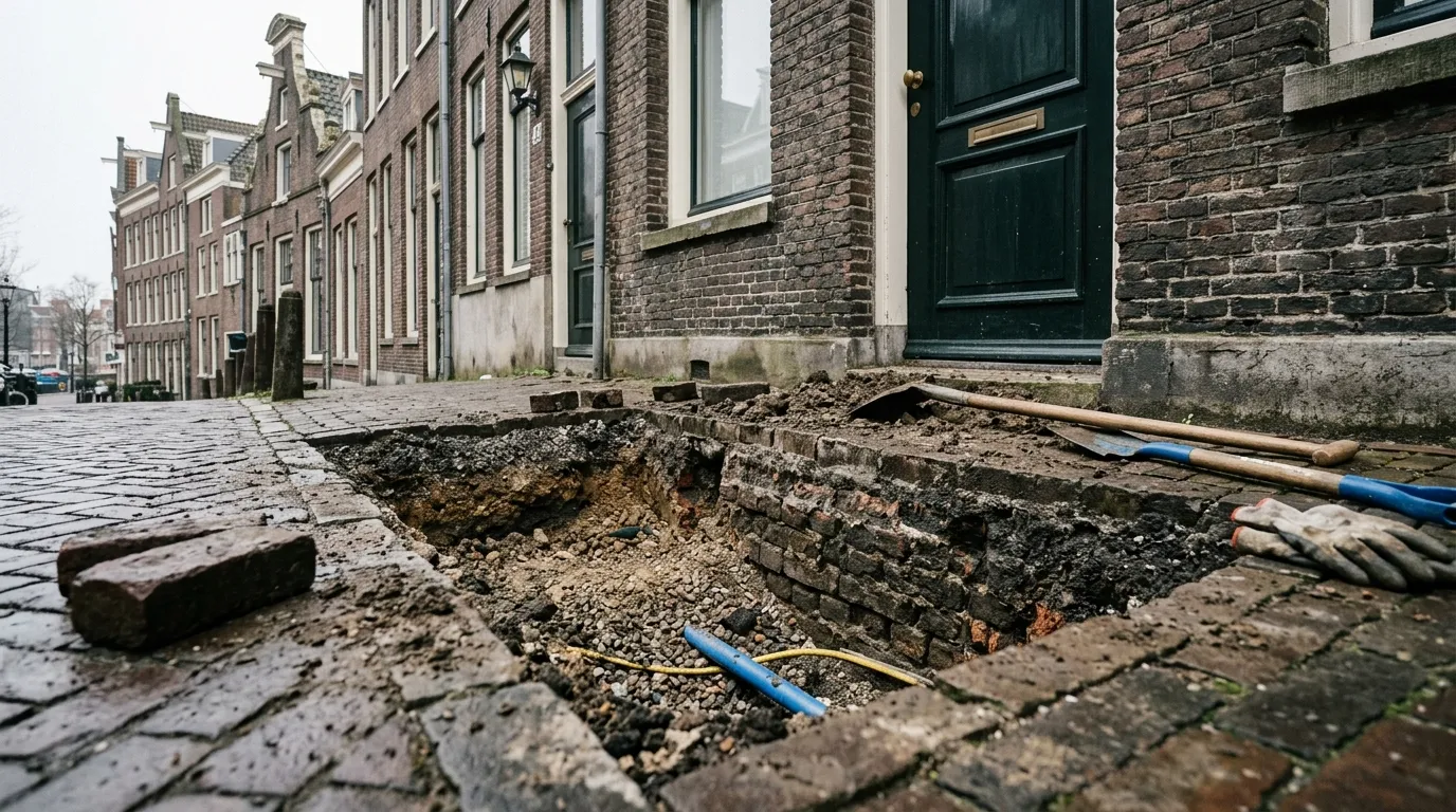 Graafwerkzaamheden bij een historische fundering in Amsterdam
