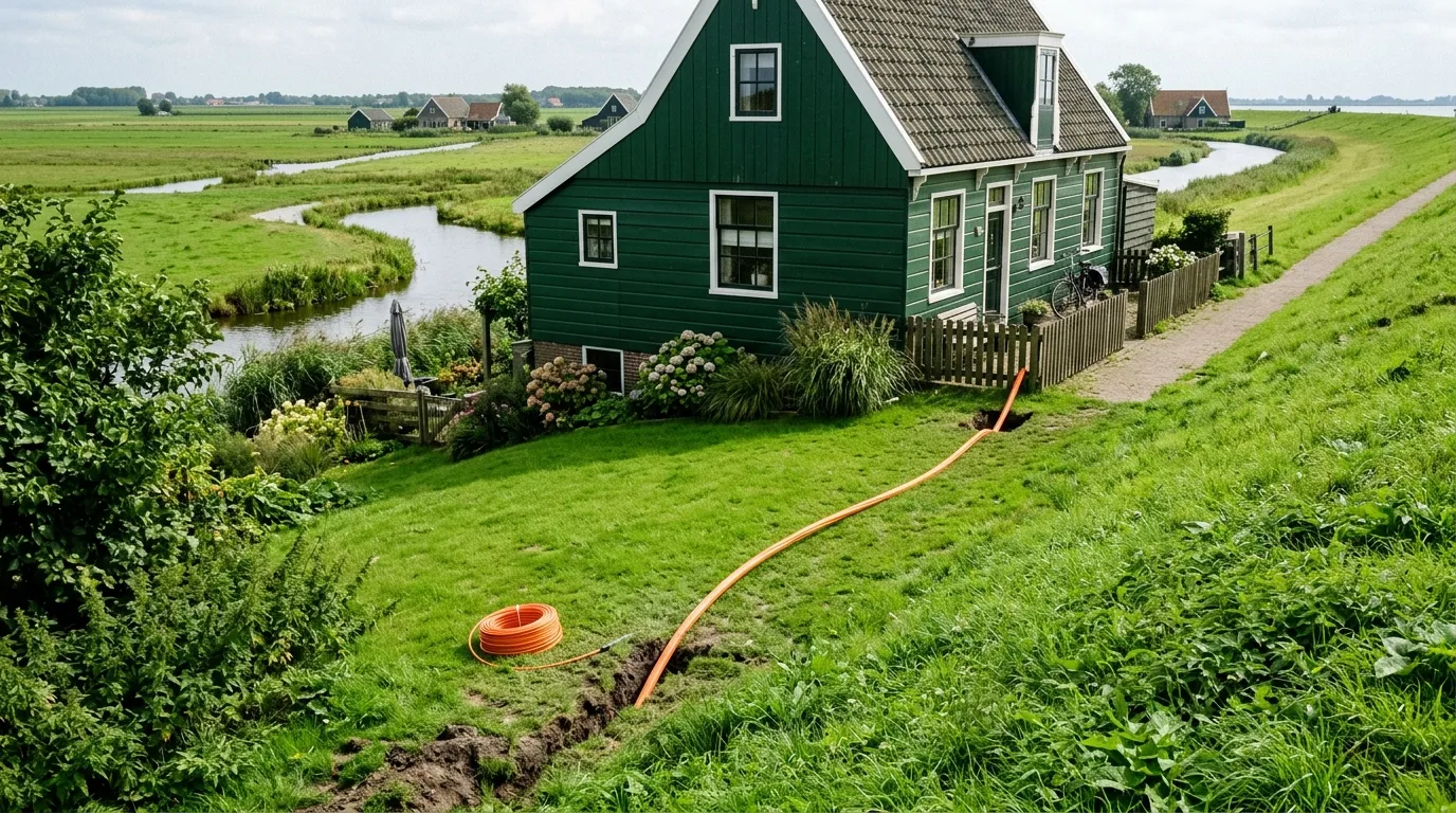 Fiber installation at a dike house in Landelijk Noord